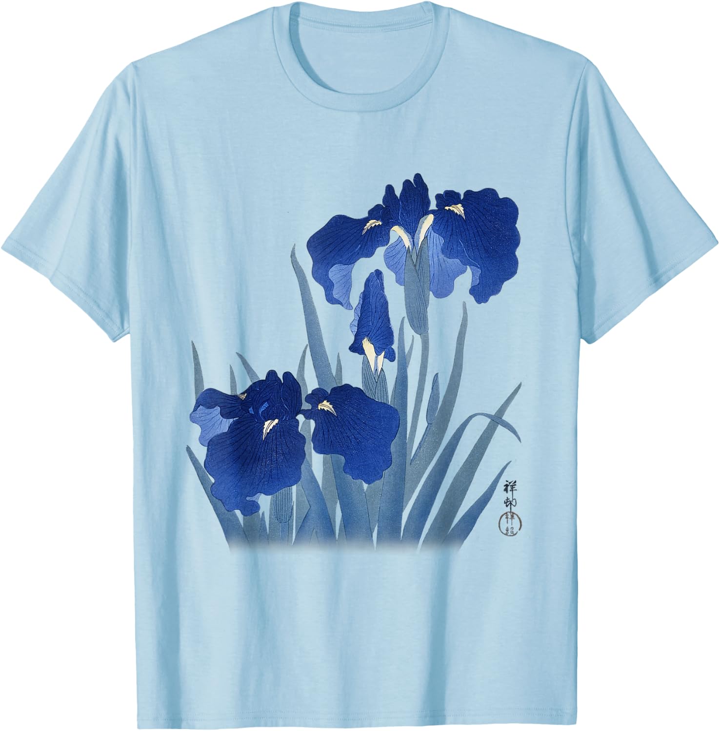 Japanese art print irises by Ohara Koson T-Shirt - T-Shirt | Light Blue