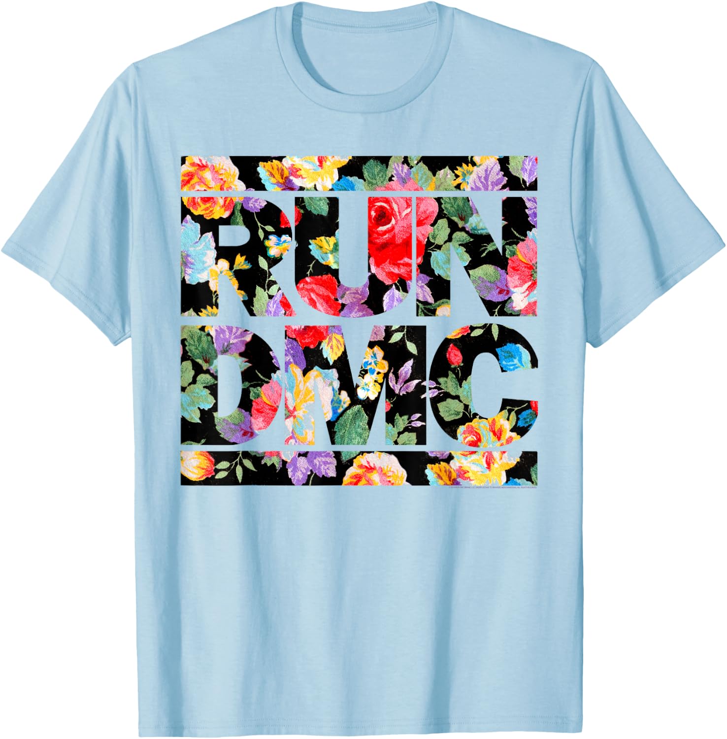 Run DMC Official Floral Logo T-Shirt - T-Shirt | Light Blue