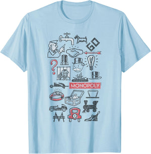 Monopoly Icons T-Shirt - T-Shirt | Light Blue