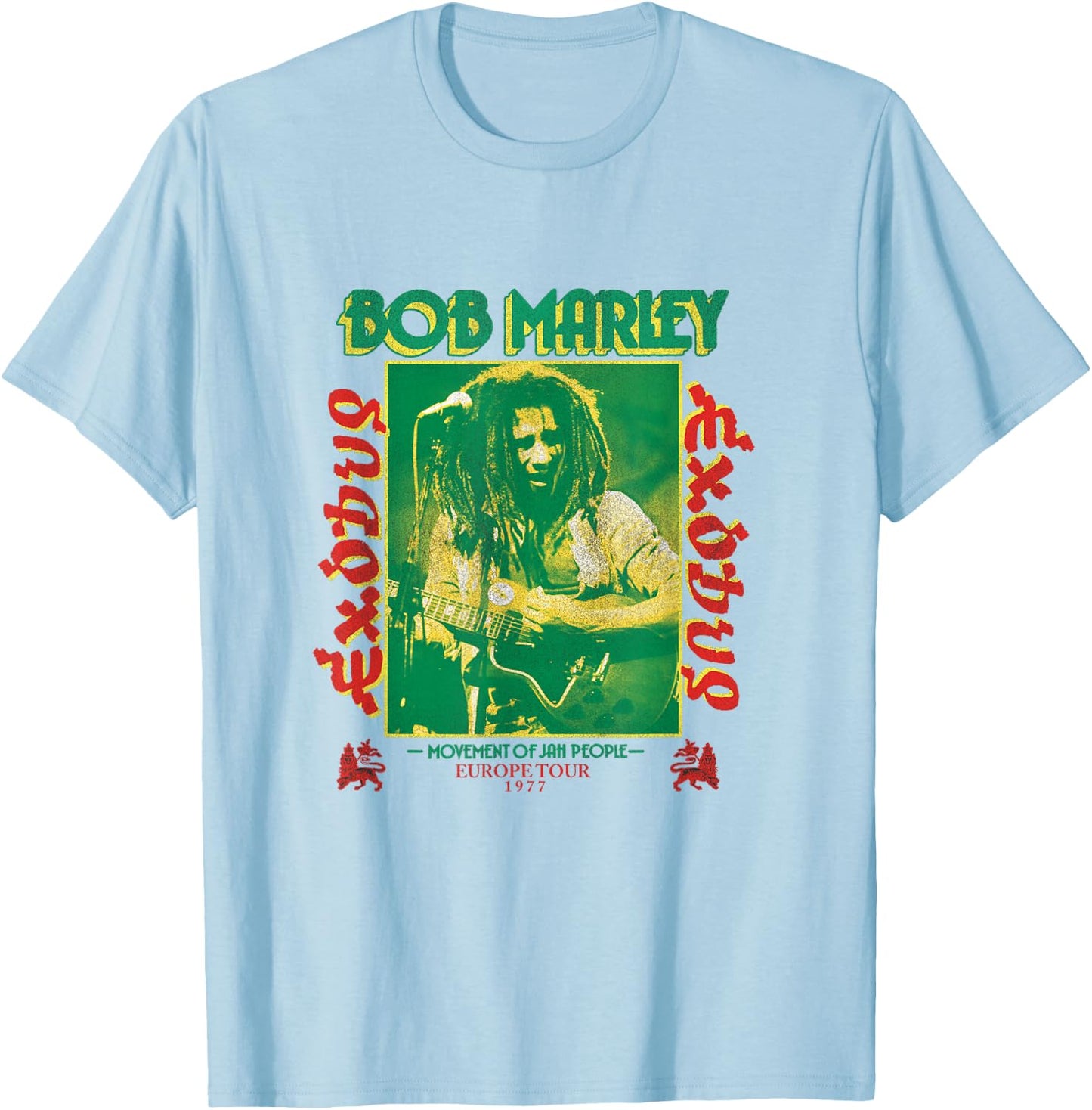 Bob Marley Exodus Movement of Jah People Guitar White Small T-Shirt - T-Shirt | Light Blue