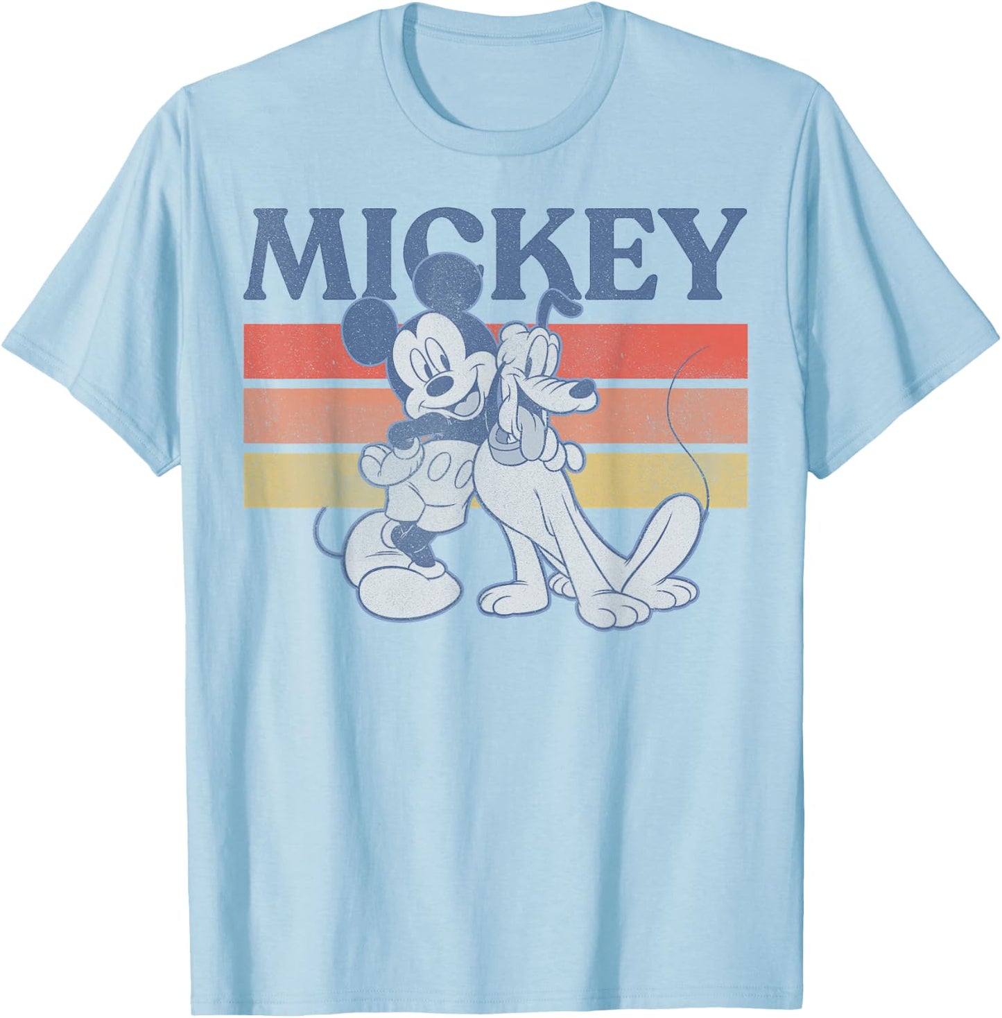 Disney Mickey and Friends Mickey and Pluto Retro Line Small T-Shirt - T-Shirt | Light Blue
