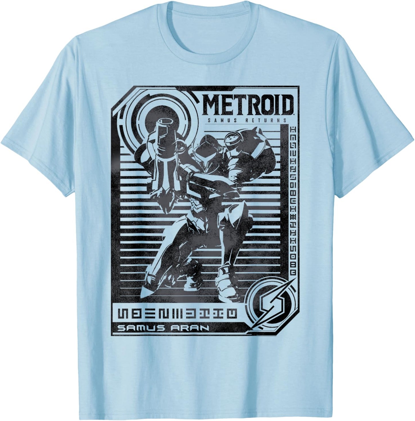 Nintendo Metroid Samus Distressed Poster Graphic T-Shirt - T-Shirt | Light Blue