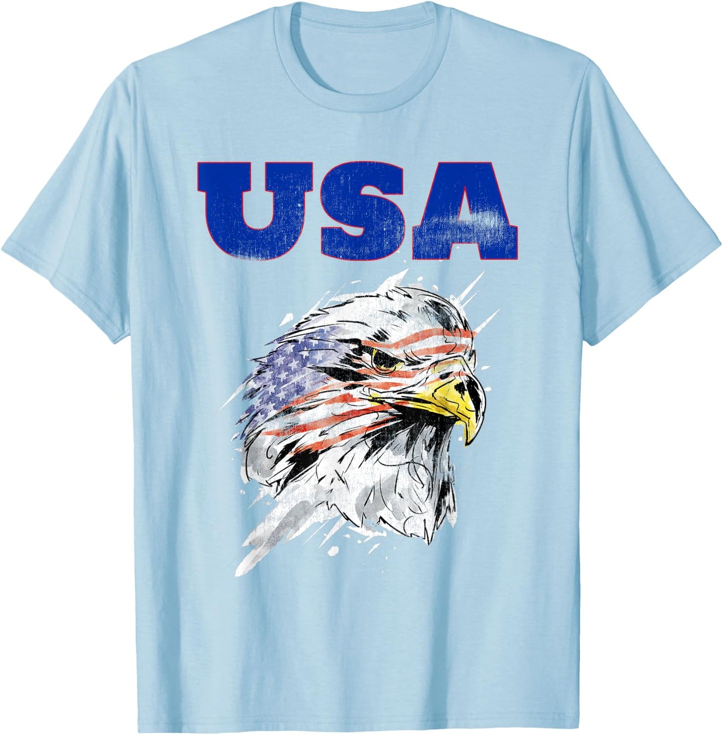 American Bald Eagle USA Patriotic US Flag National Bird Women Kids Men T-Shirt - T-Shirt | Light Blue