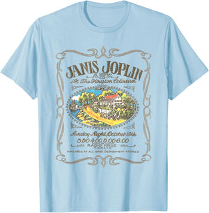 Janis Joplin Houston Handbill T-Shirt - T-Shirt | Light Blue
