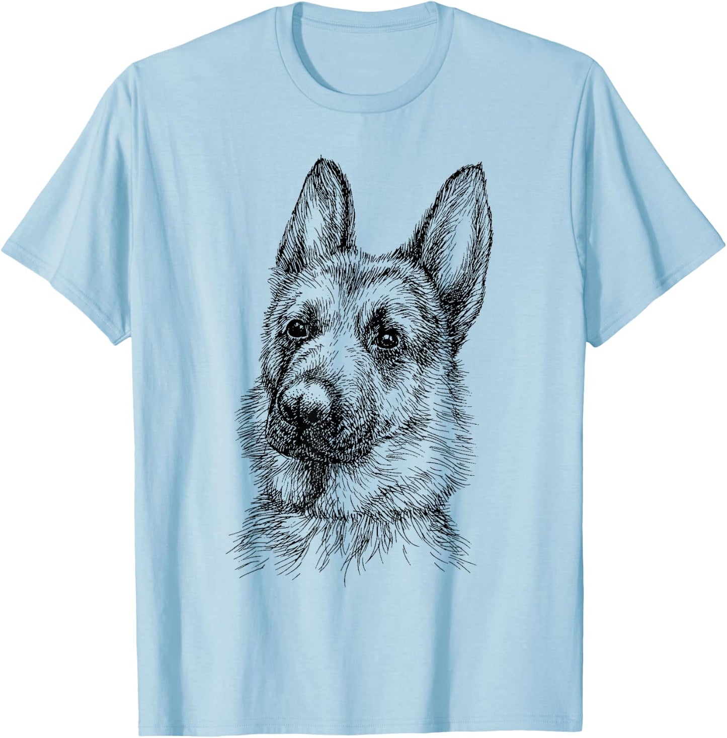 Portrait Drawing German Shepherd for Dog Owners T-Shirt - T-Shirt | Light Blue