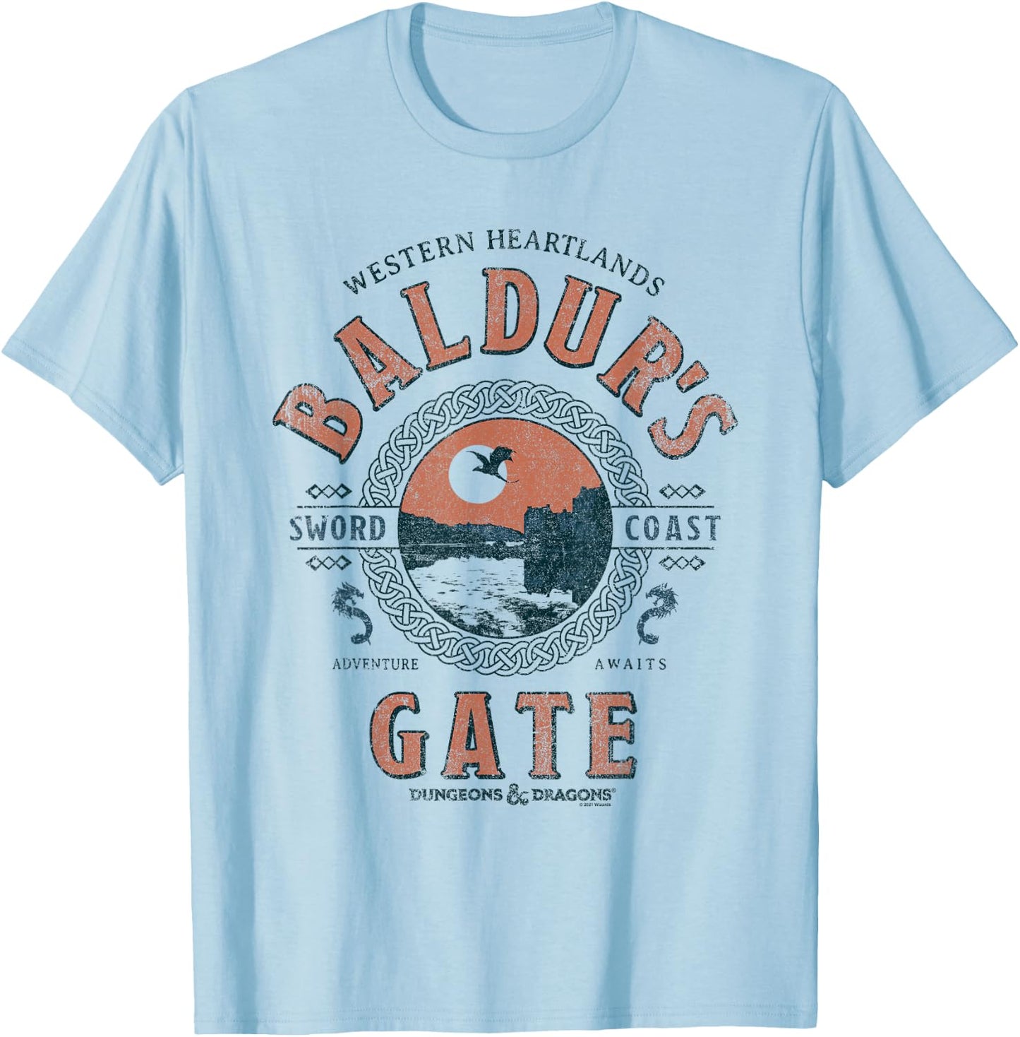 Dungeons & Dragons Adventure Awaits at Baldur's Gate T-Shirt - T-Shirt | Light Blue