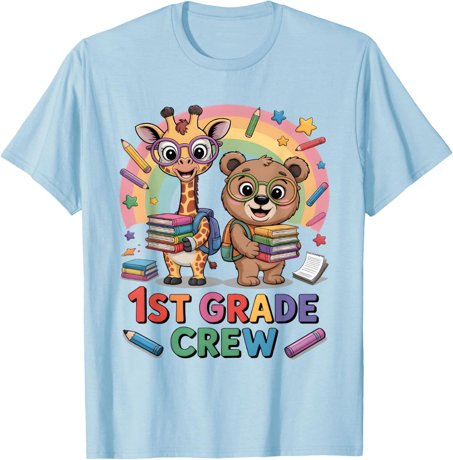 1st Grade Crew Shirt Boys Girls First Day Of School Teacher T-Shirt - T-Shirt | Light Blue
