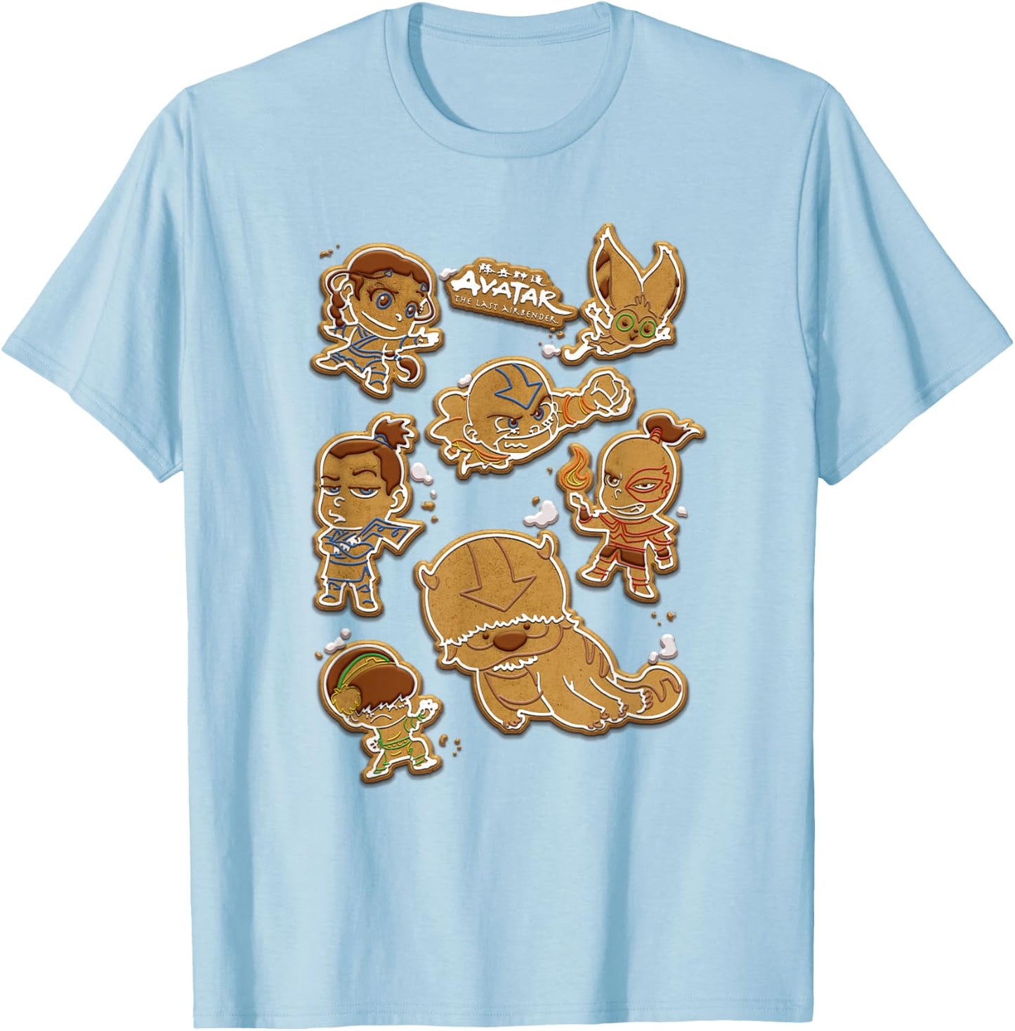 Avatar: The Last Airbender Christmas Gingerbread Cookies T-Shirt - T-Shirt | Light Blue