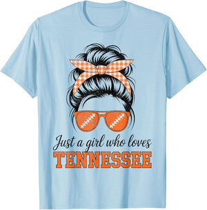 Just a Girl Who Loves Tennessee Tennessee Women Girls Moms T-Shirt - T-Shirt | Light Blue