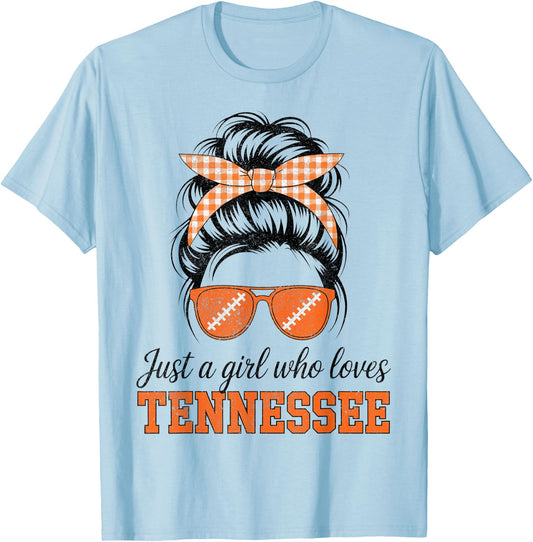 Just a Girl Who Loves Tennessee Tennessee Women Girls Moms T-Shirt - T-Shirt | Light Blue