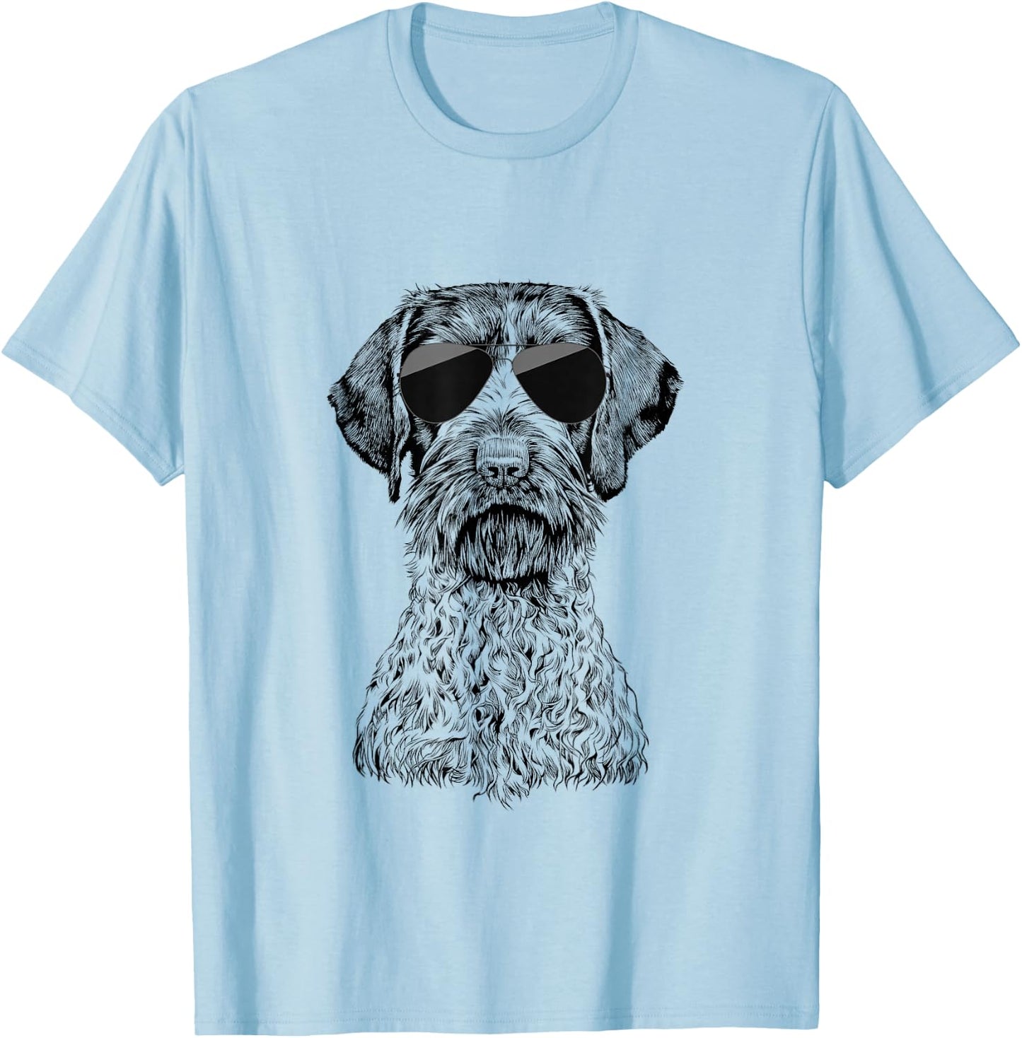 German Wirehaired Pointer GWP Dog with Sunglasses T-Shirt - T-Shirt | Light Blue