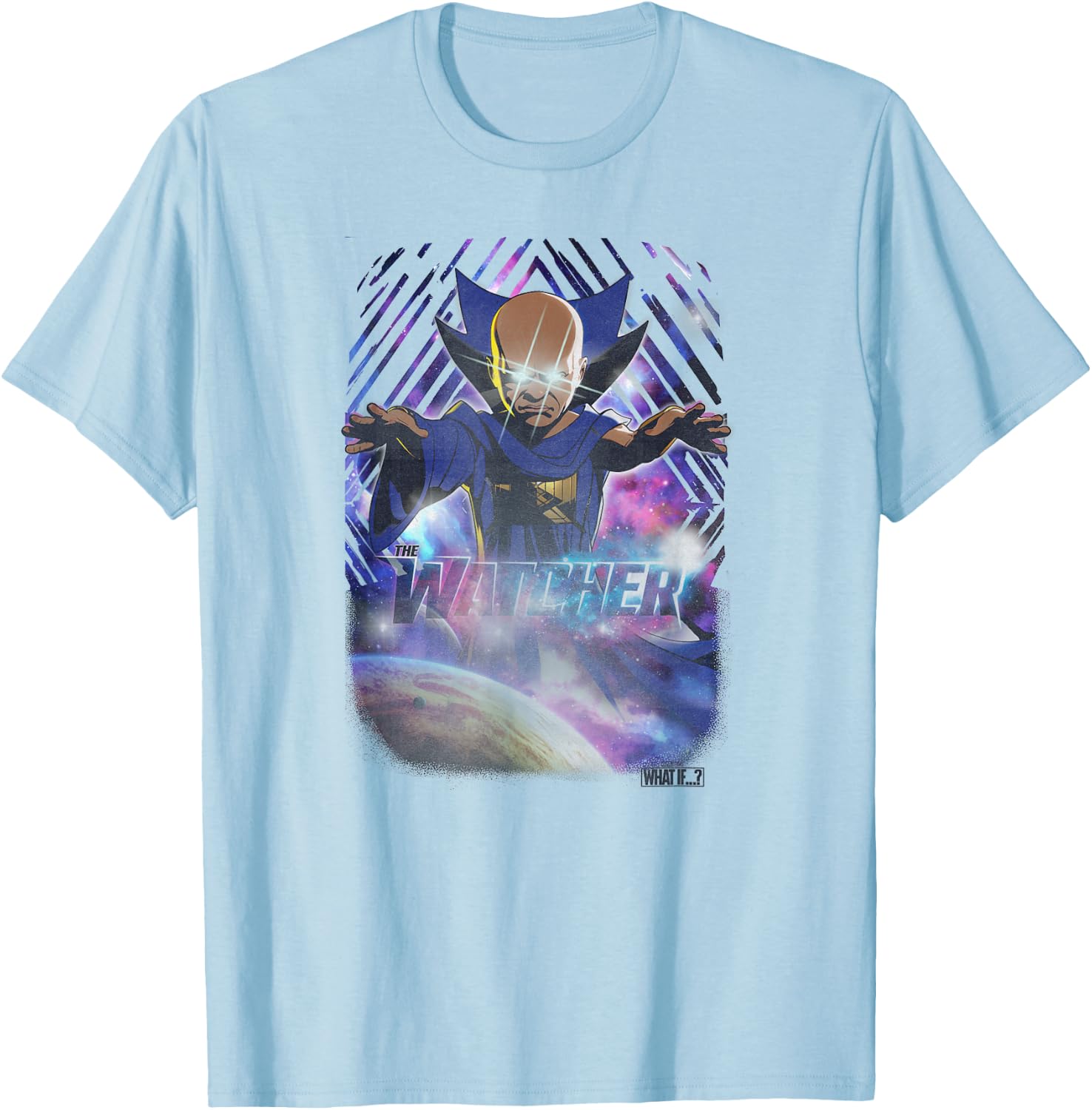 Marvel What If The Watcher Galactic Pattern Poster T-Shirt - T-Shirt | Light Blue