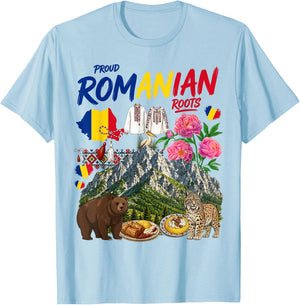 Romania Costume Themed Outfit Idea & Romanian Flag T-Shirt - T-Shirt | Light Blue