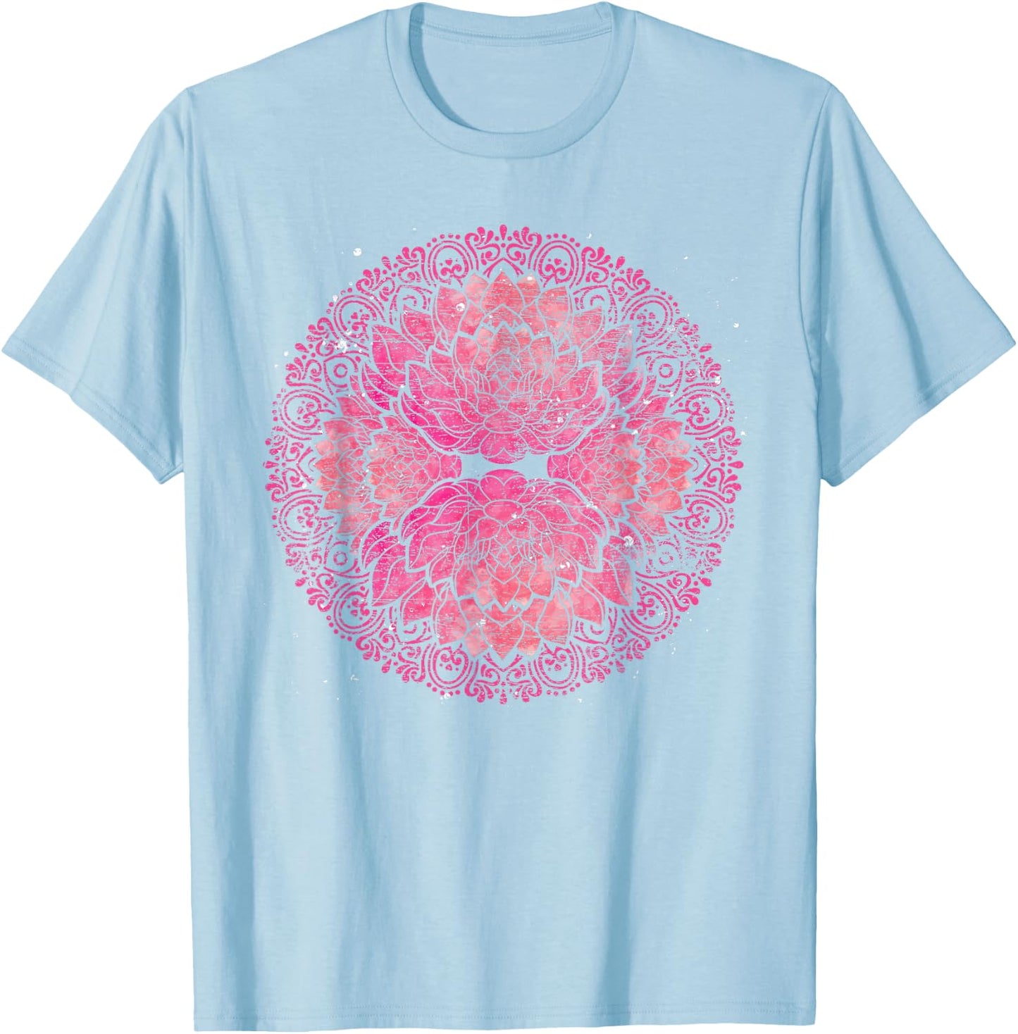 Yoga Flow Meditation Prana Art Flower Blossom Mandala Lotus T-Shirt - T-Shirt | Light Blue