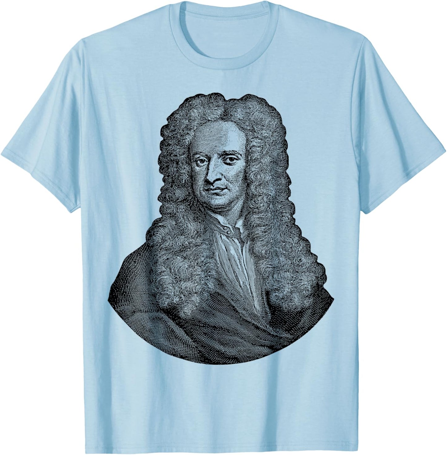 Sir Isaac Newton Face Portrait Gravity Science T-Shirt - T-Shirt | Light Blue