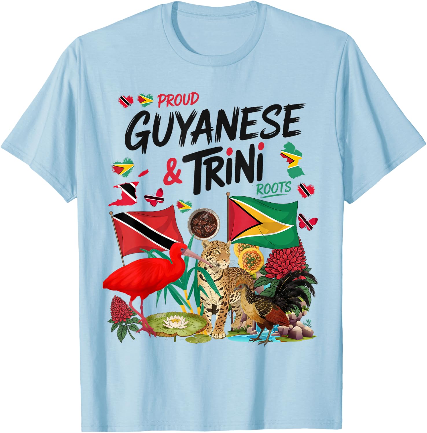 Trinidad & Guyana Flag Outfit Idea for Kids Guyanese Roots T-Shirt - T-Shirt | Light Blue