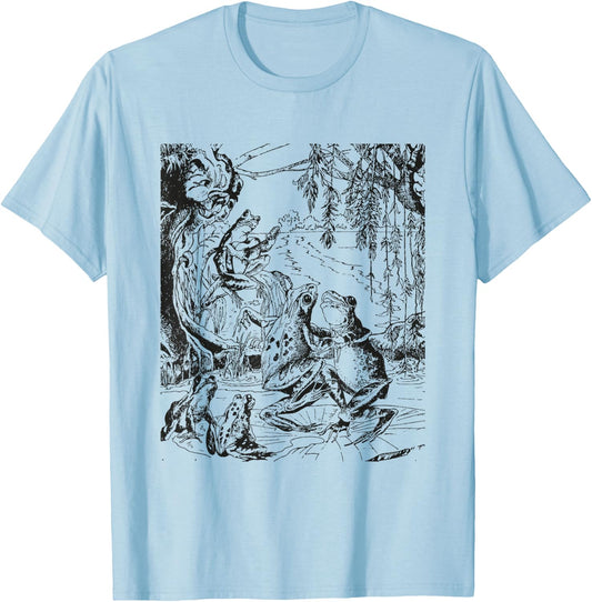 Weird Cottagecore Goblincore Strange Dancing Frogs T-Shirt - T-Shirt | Light Blue