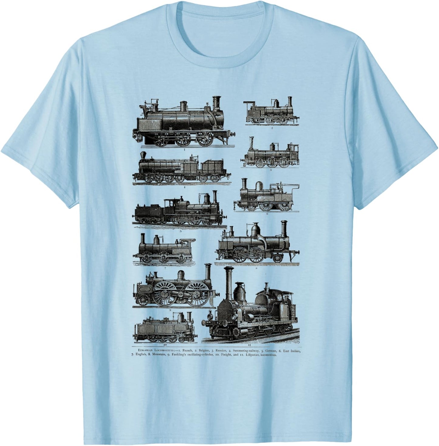 Steam Engine Train vintage Steam Train Locomotiv T-Shirt - T-Shirt | Light Blue