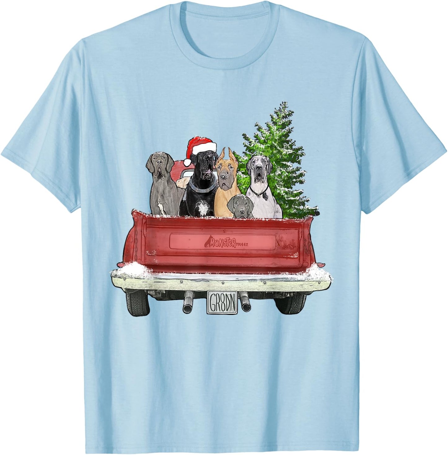 Cute Great Dane Christmas Top, Dog Mom Owner Vintage Truck Women Kids T-Shirt - T-Shirt | Light Blue