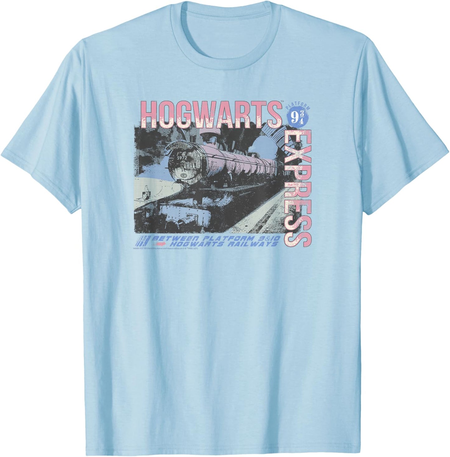 Harry Potter Hogwarts Express Vintage Poster T-Shirt - T-Shirt | Light Blue