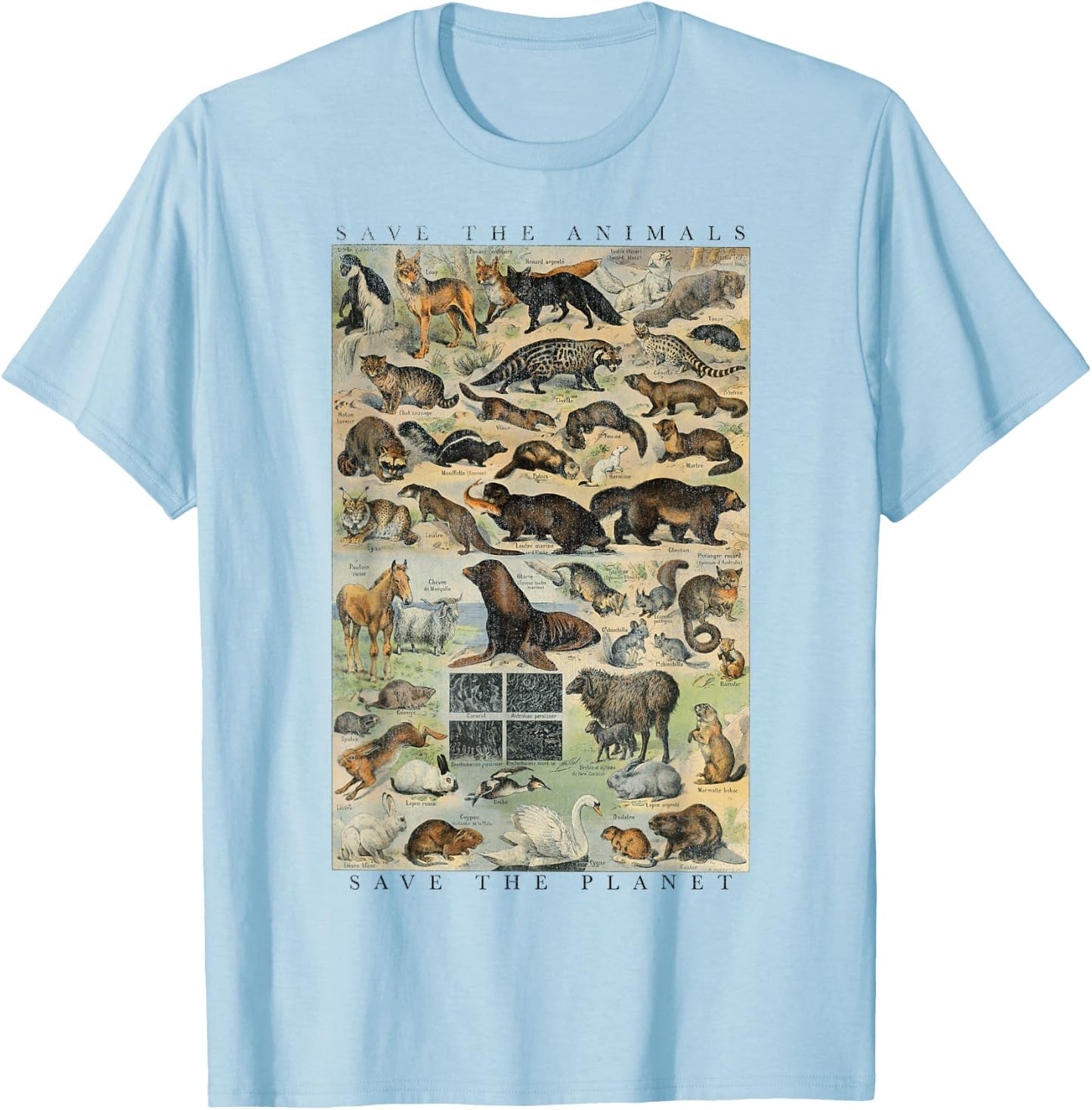 Trendy Save The Animals Save The Planet T-Shirt - T-Shirt | Light Blue
