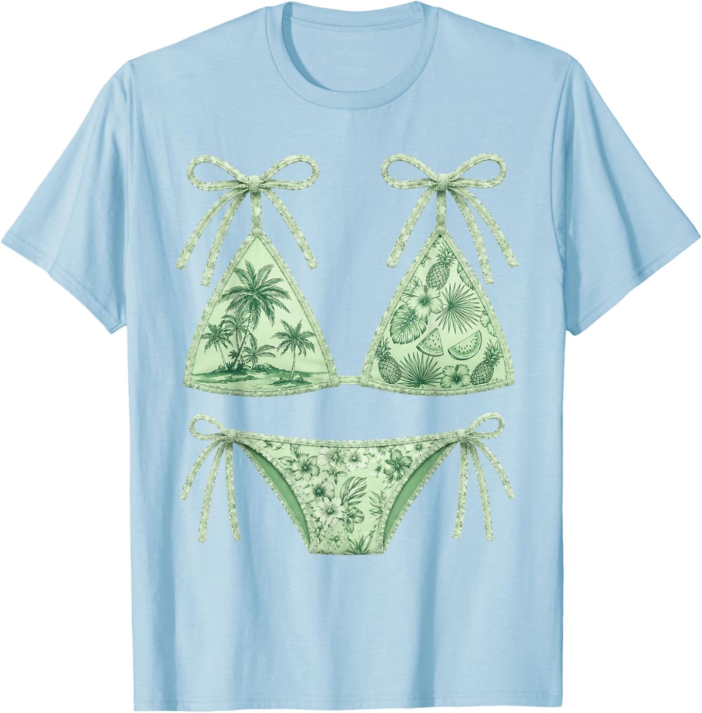 Coquette Summer Bikini Parody Design Preppy Swimsuit Women T-Shirt - T-Shirt | Light Blue
