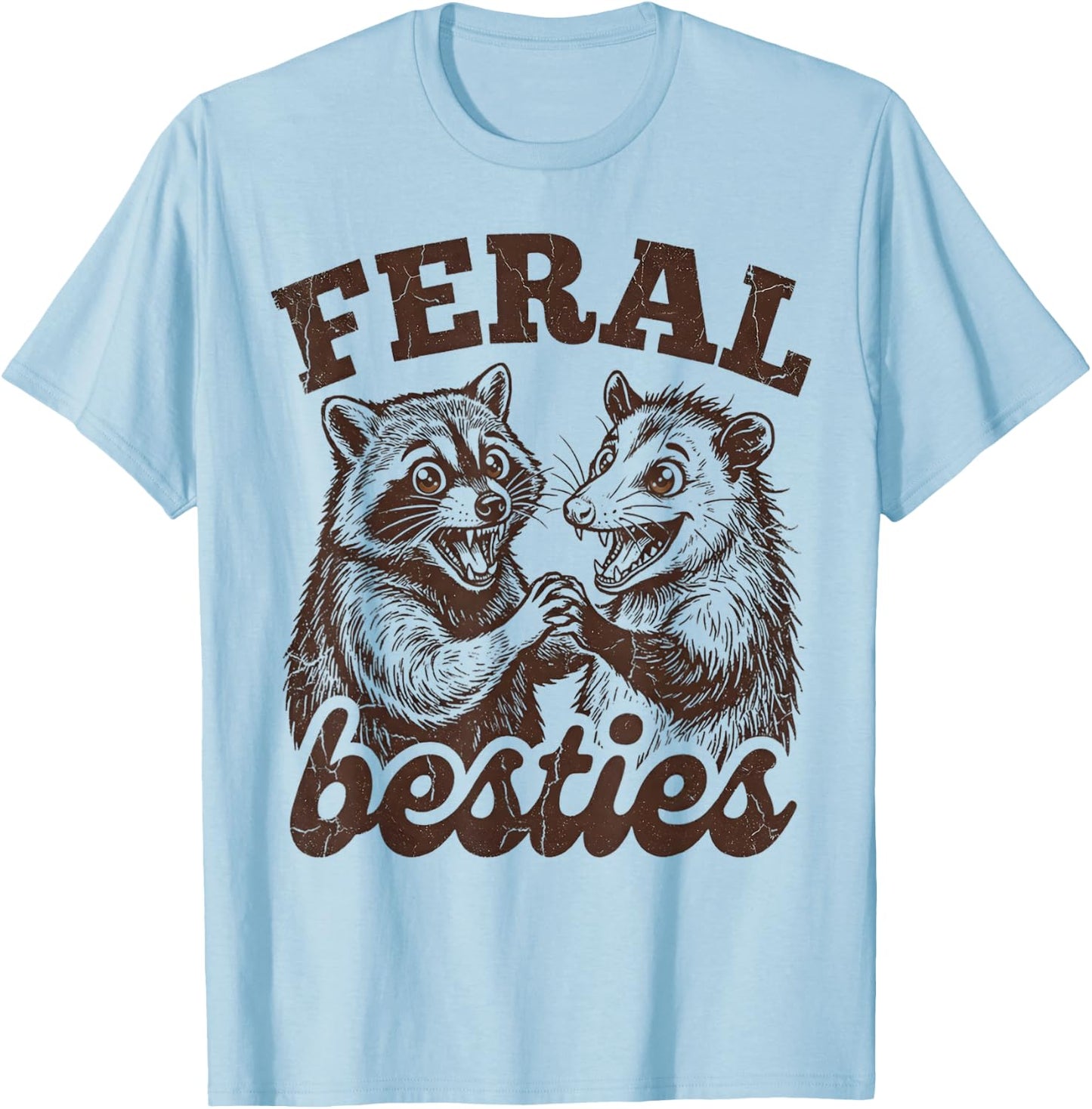 Possum Feral Besties Matching Friend Twinning Funny Friends T-Shirt - T-Shirt | Light Blue