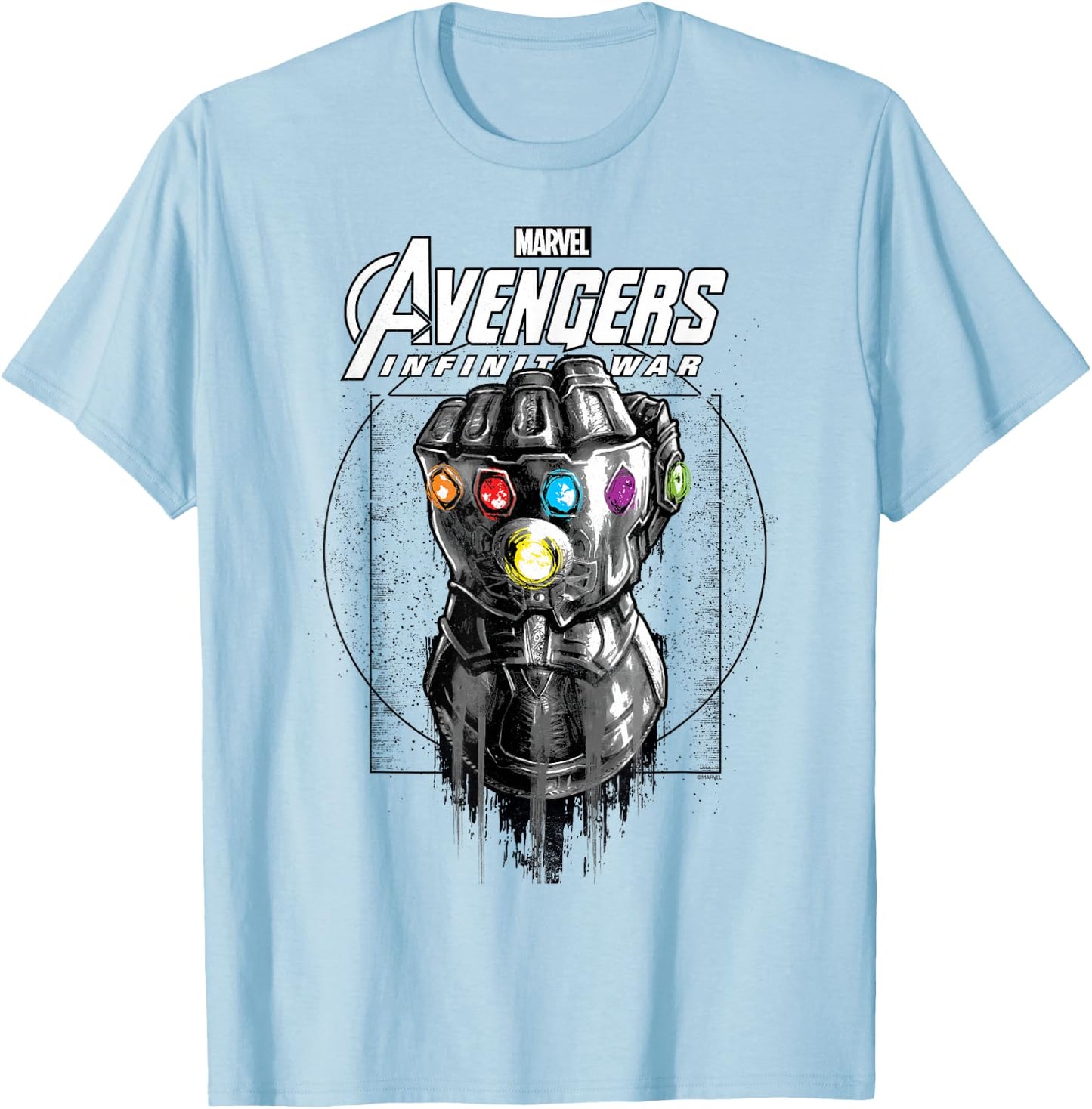 Marvel Infinity War Geo Gauntlet Sketch Graphic T-Shirt - T-Shirt | Light Blue