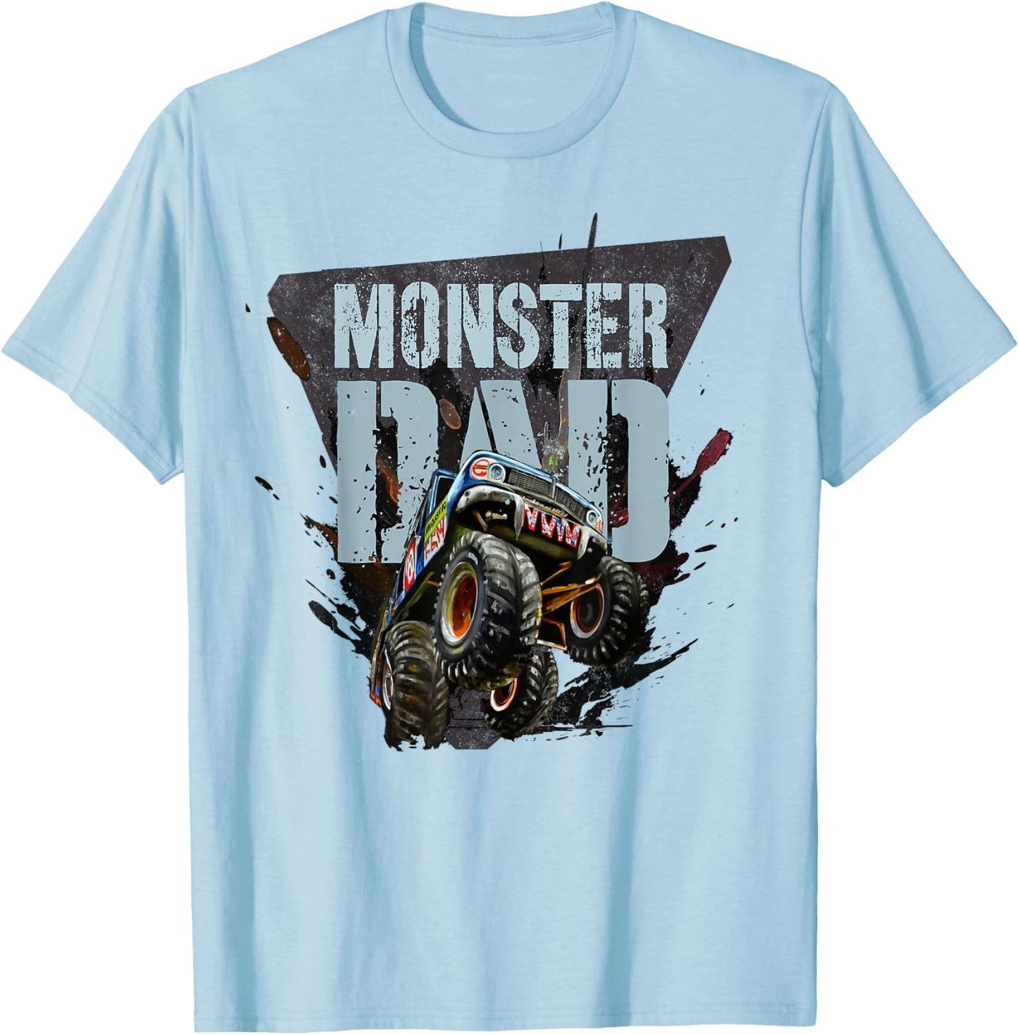 Vintage MONSTER Truck DAD Party Daddy of the Birthday Boy T-Shirt - T-Shirt | Light Blue