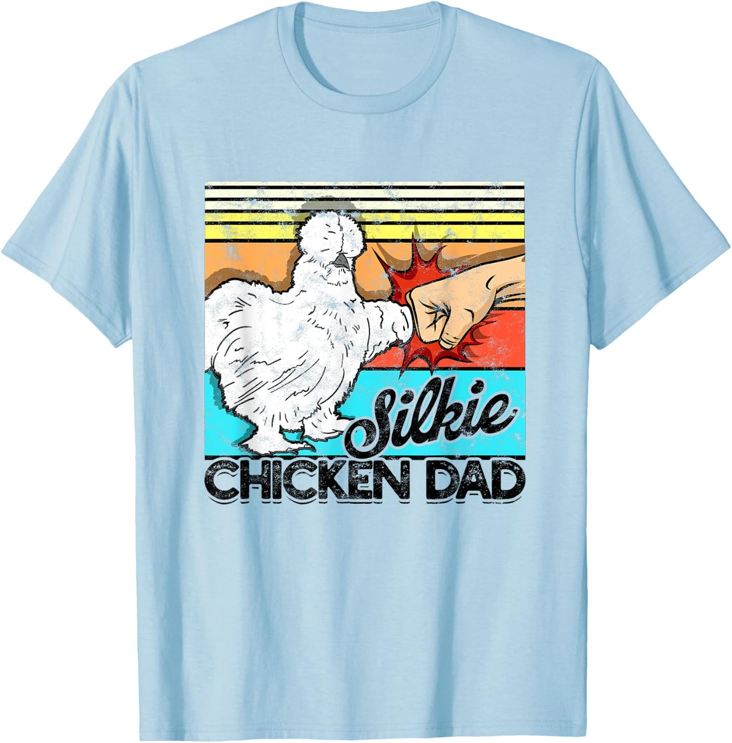 Retro Silkie Chicken Dad Farmer Silky Chickens T-Shirt - T-Shirt | Light Blue