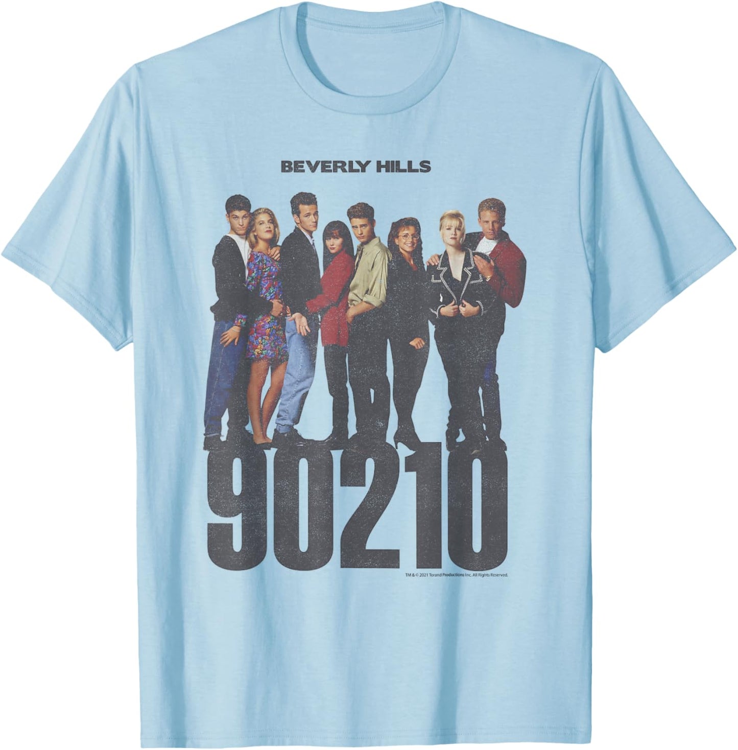 Beverly Hills 90210 Group Shot Cast Line Up T-Shirt - T-Shirt | Light Blue