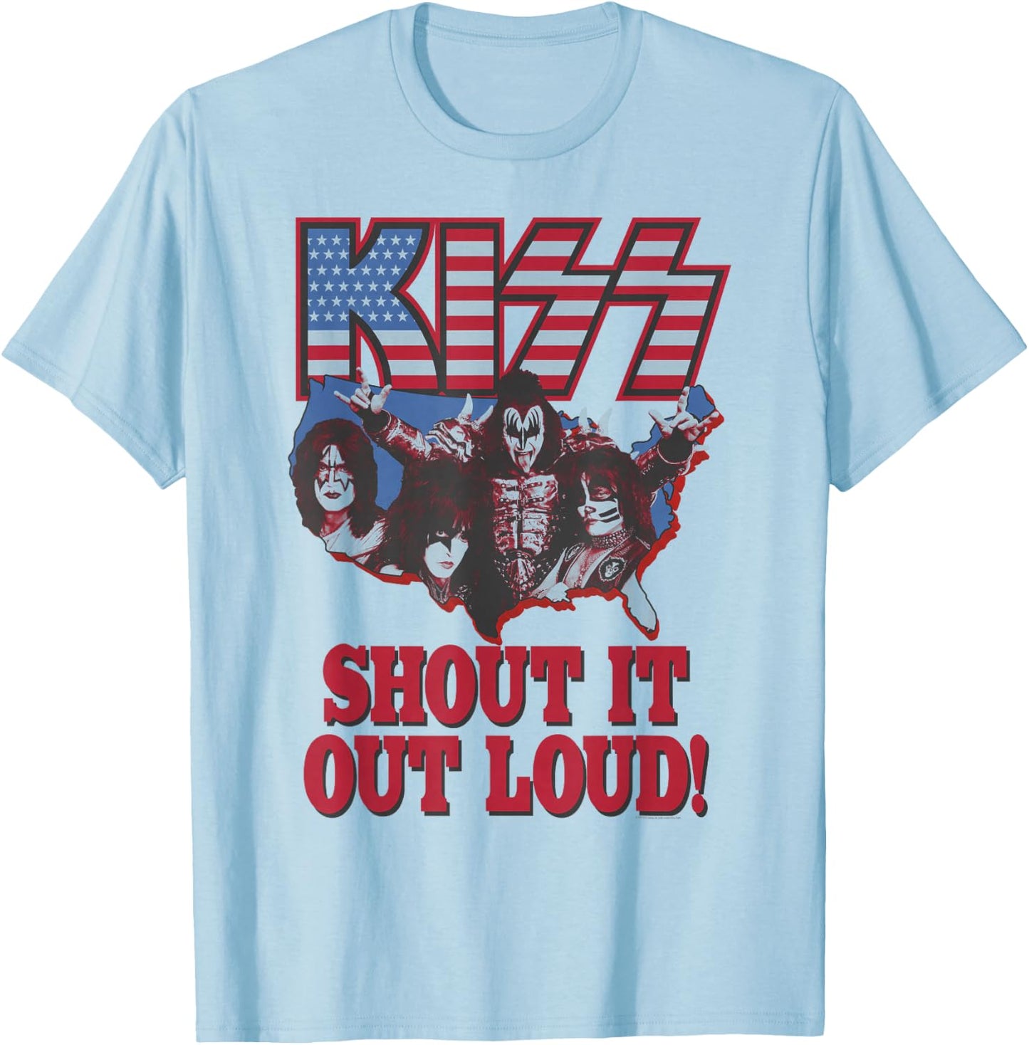 KISS - Shout It Out Loud USA T-Shirt - T-Shirt | Light Blue