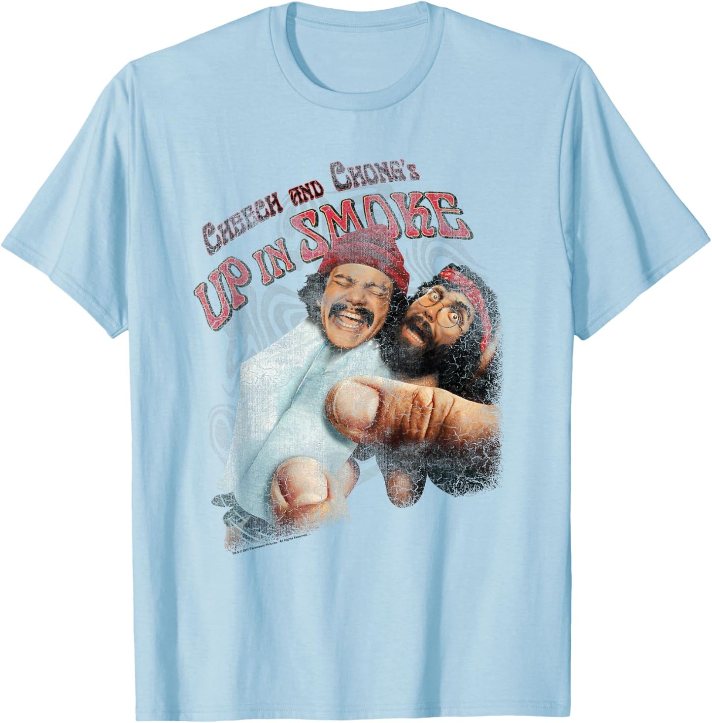 Up in Smoke Cheech and Chong Rolled Up T-Shirt - T-Shirt | Light Blue