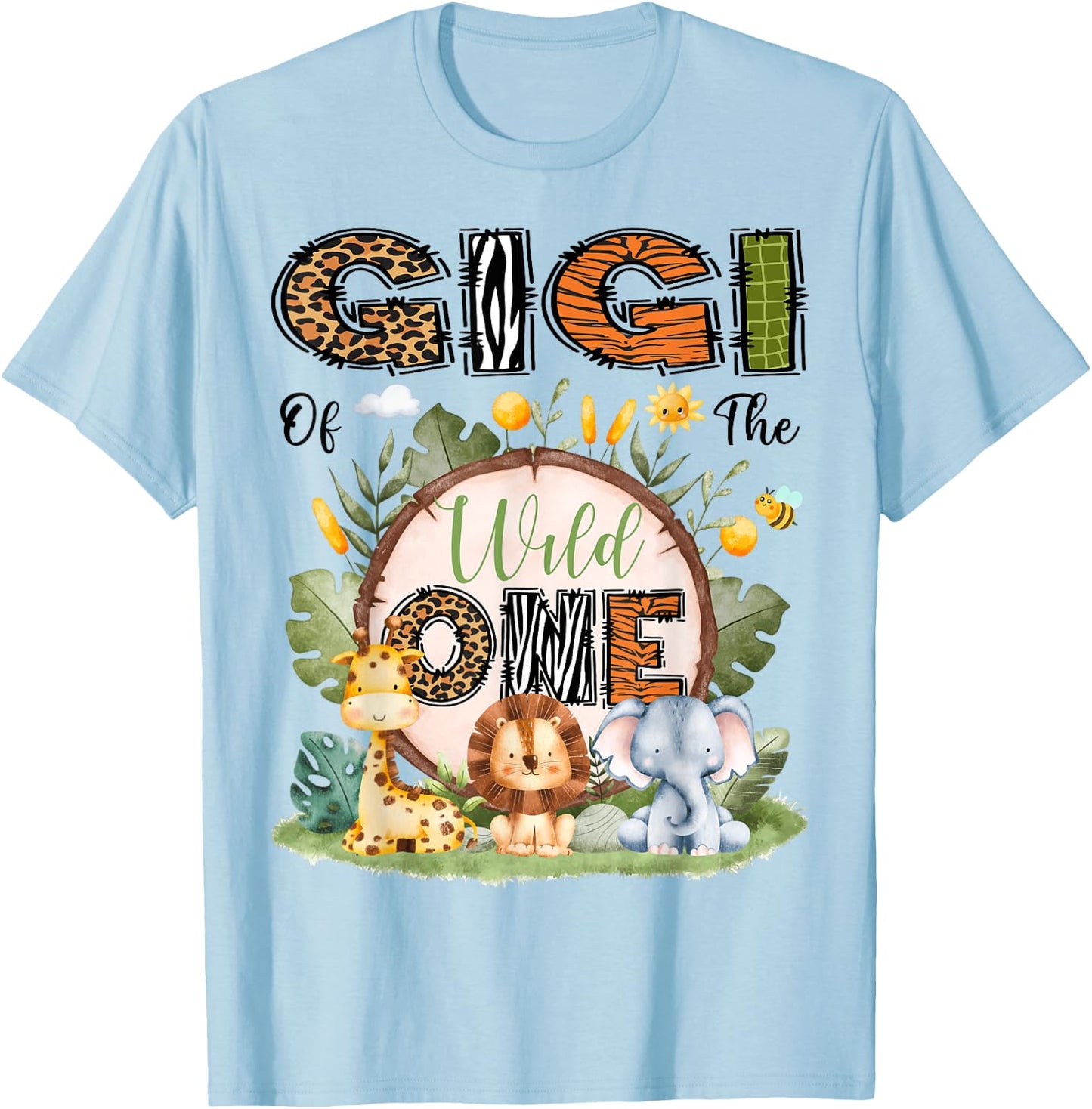 Gigi Of The Wild One 1St Birthday Boy Safari Jungle T-Shirt - T-Shirt | Light Blue