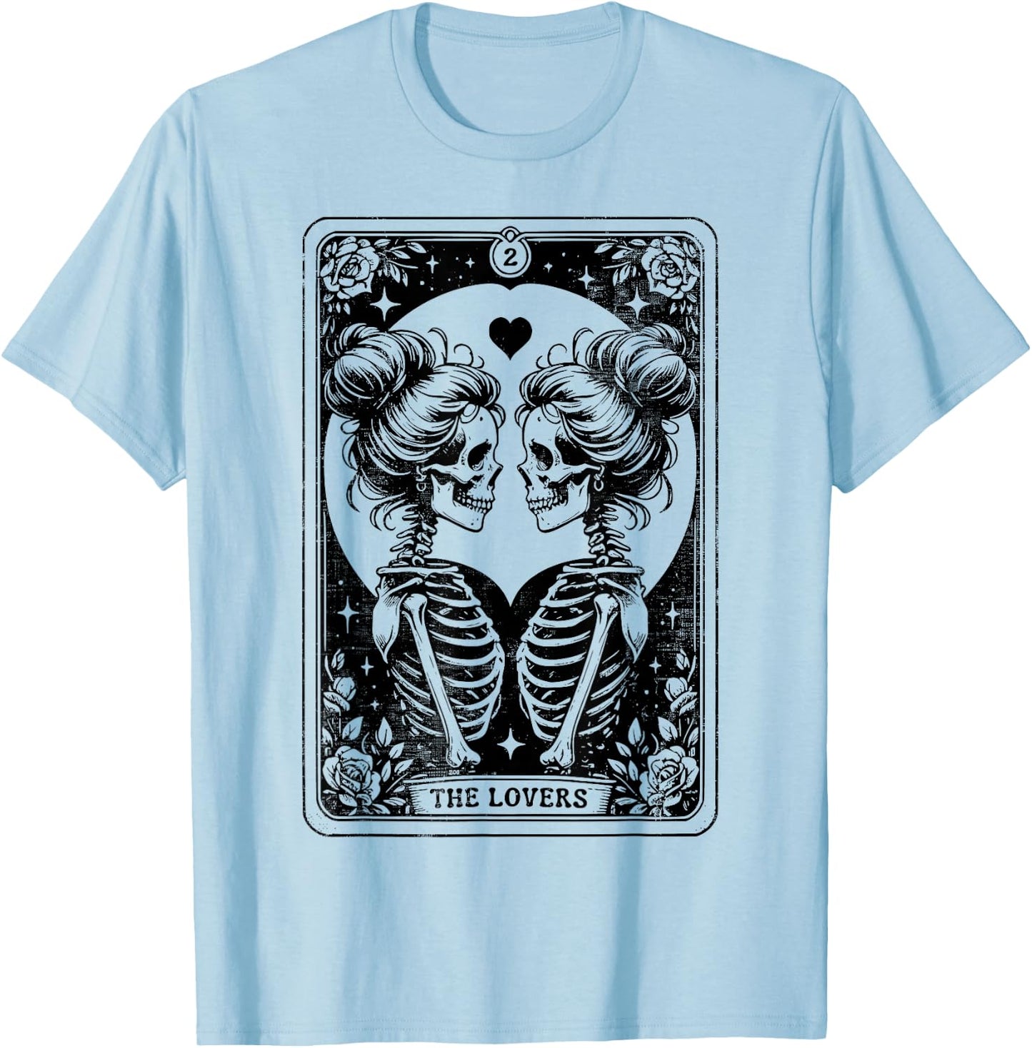Gay Pride LGBT Tarot Card LGBTQ Skeleton Lesbian Queer Ally T-Shirt - T-Shirt | Light Blue