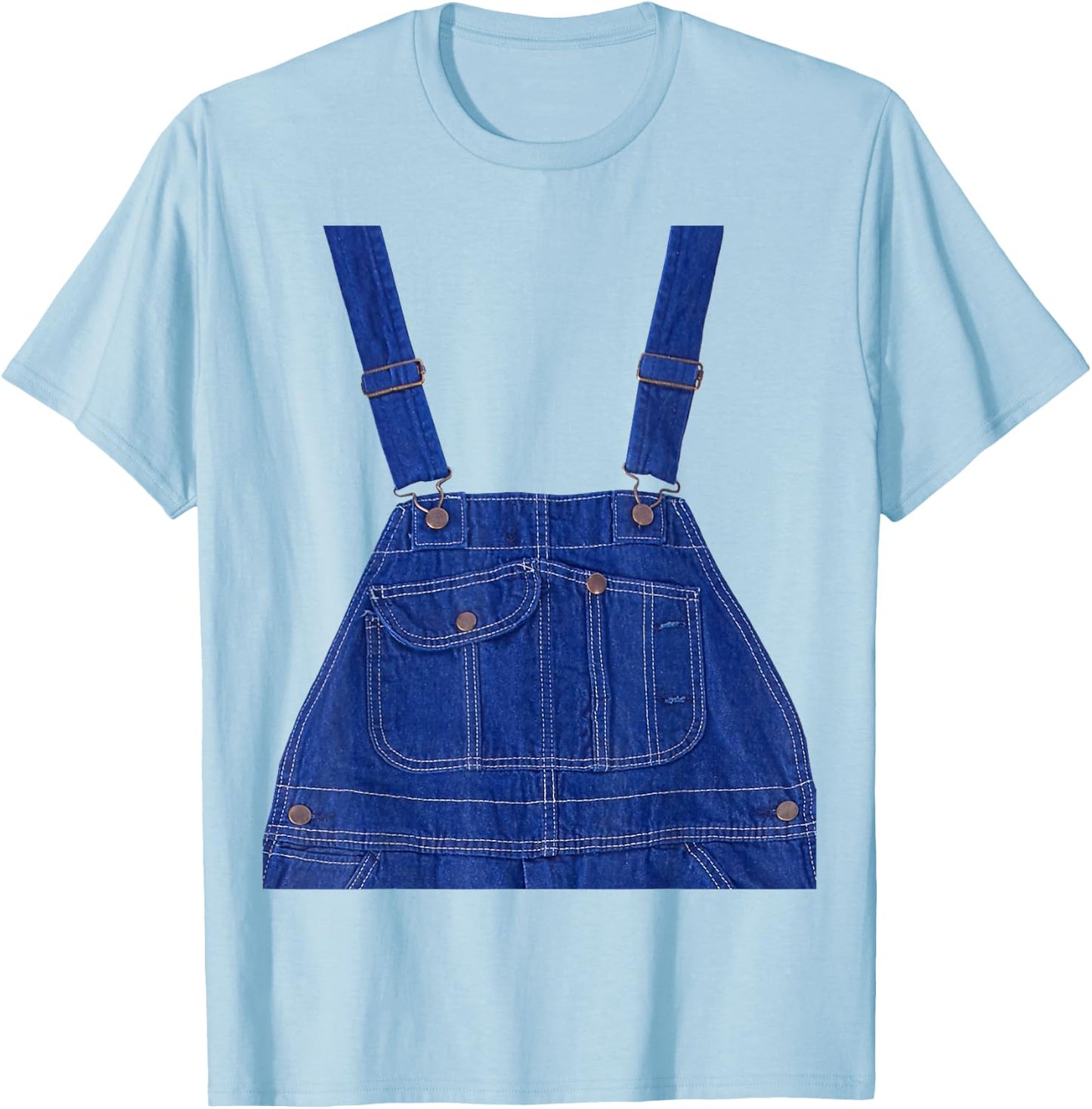 Blue Color Overall Printed On A Yellow Color T-Shirt - T-Shirt | Light Blue