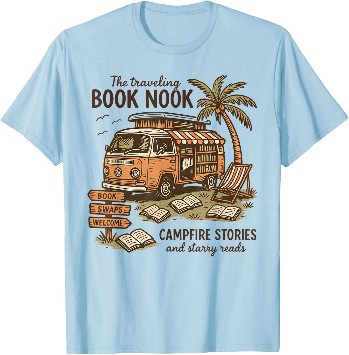 Stories And Starry Read T-Shirt - T-Shirt | Light Blue