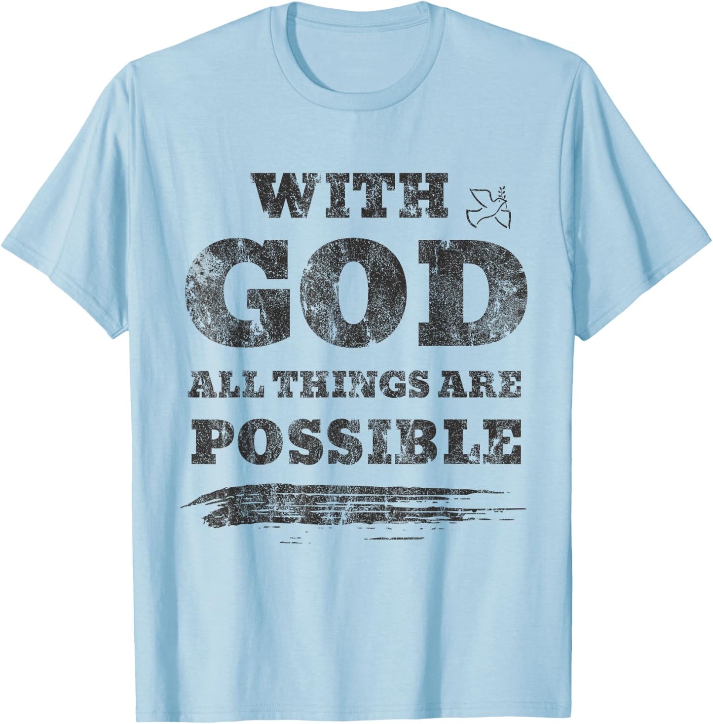 With God All Things Are Possible Retro Vintage T-Shirt - T-Shirt | Light Blue