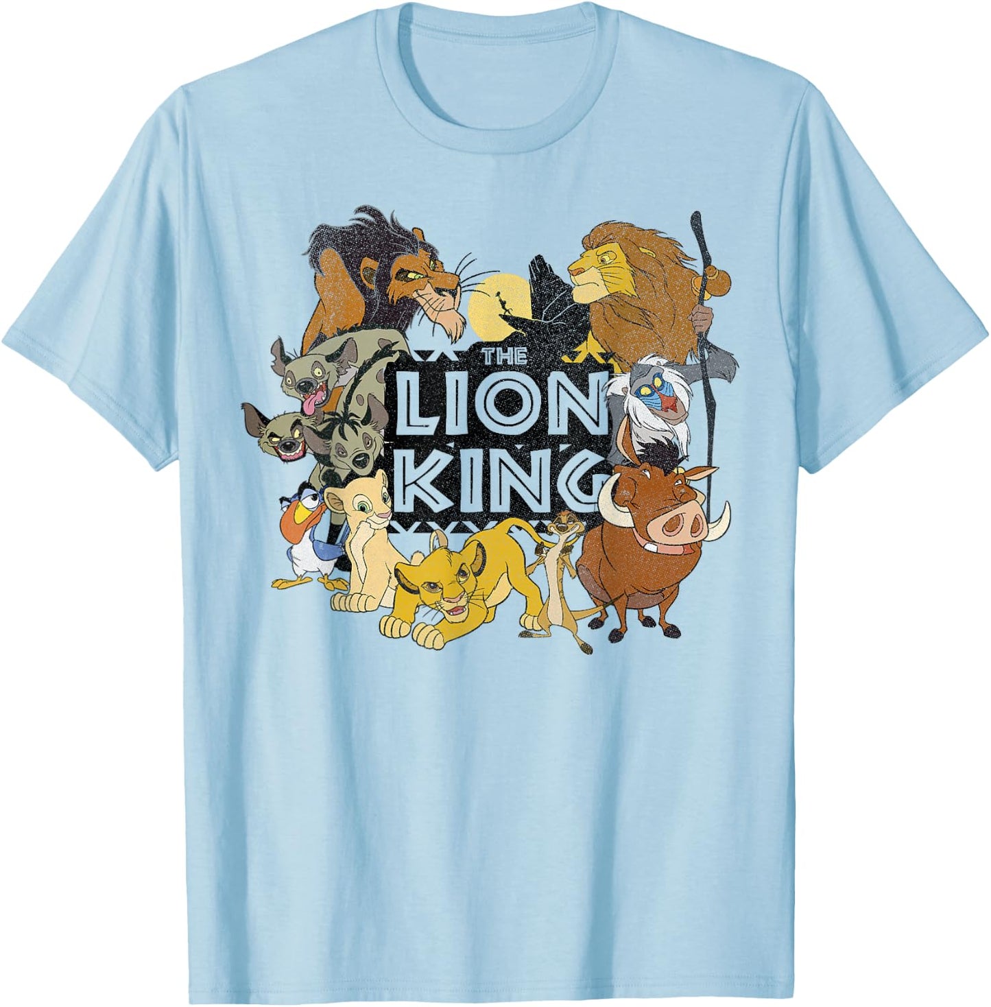 Disney Lion King Group Shot Retro Movie Logo Poster T-Shirt - T-Shirt | Light Blue