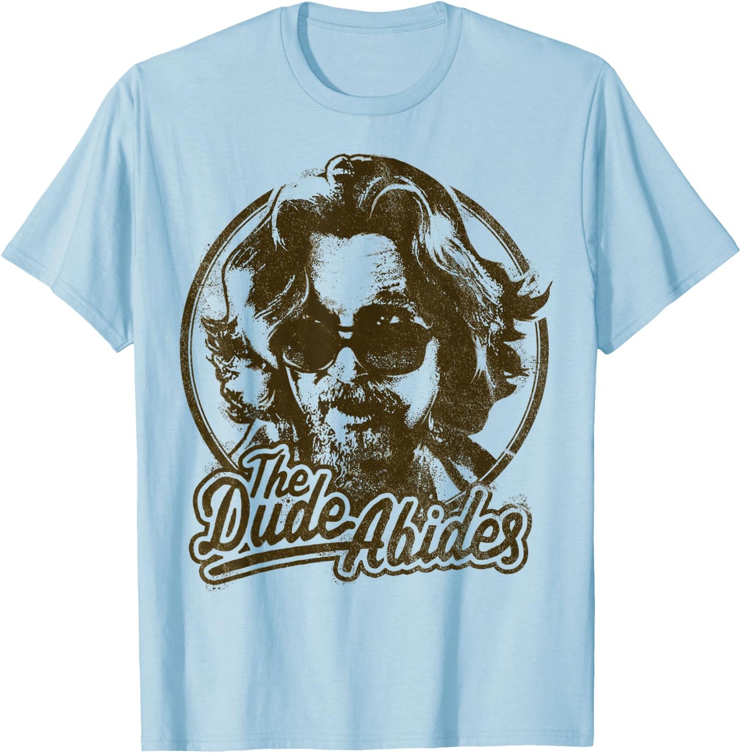 Big Lebowski The Dude Abides Negative Head Shot Portrait T-Shirt - T-Shirt | Light Blue