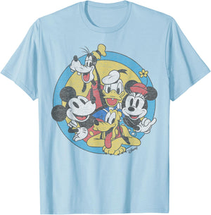 Disney Mickey and Friends Retro Group Shot T-Shirt - T-Shirt | Light Blue