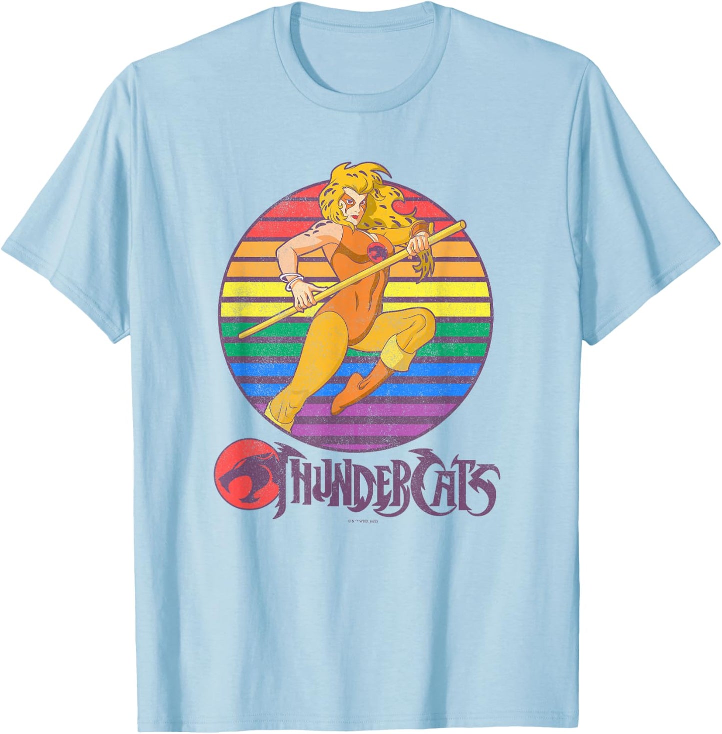 Thundercats Cheetara Rainbow Sunset Poster T-Shirt - T-Shirt | Light Blue