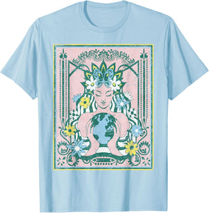 Mother Planet Earth Day Nature Vintage Art Nouveau Hippie T-Shirt - T-Shirt | Light Blue