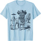 Vintage Alien UFO Western Cowboy French Bulldog Dog Desert T-Shirt - T-Shirt | Light Blue