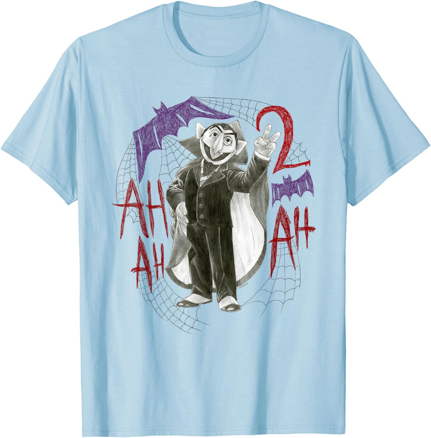 Sesame Street The Count 2Ah Ah T-Shirt - T-Shirt | Light Blue