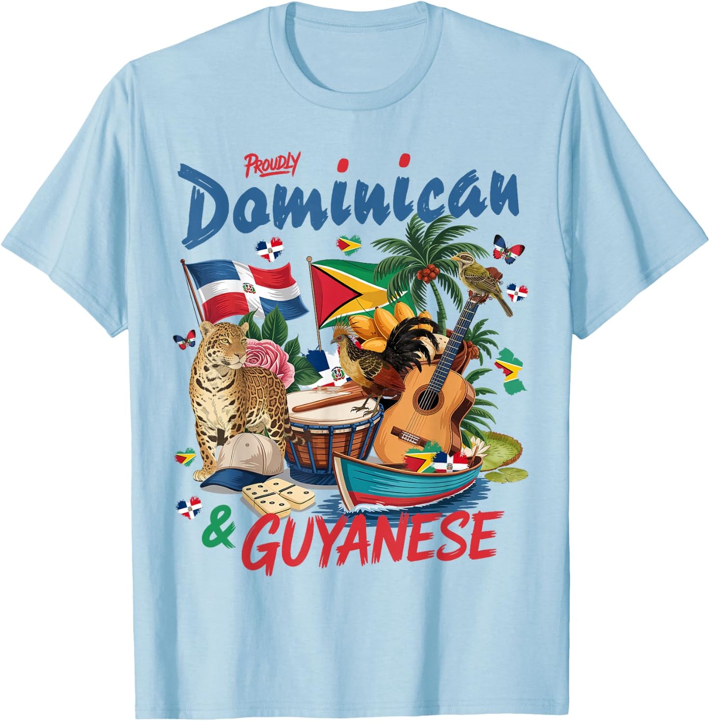 Guyana & Dominican Flag Culture Idea Guyanese T-Shirt - T-Shirt | Light Blue