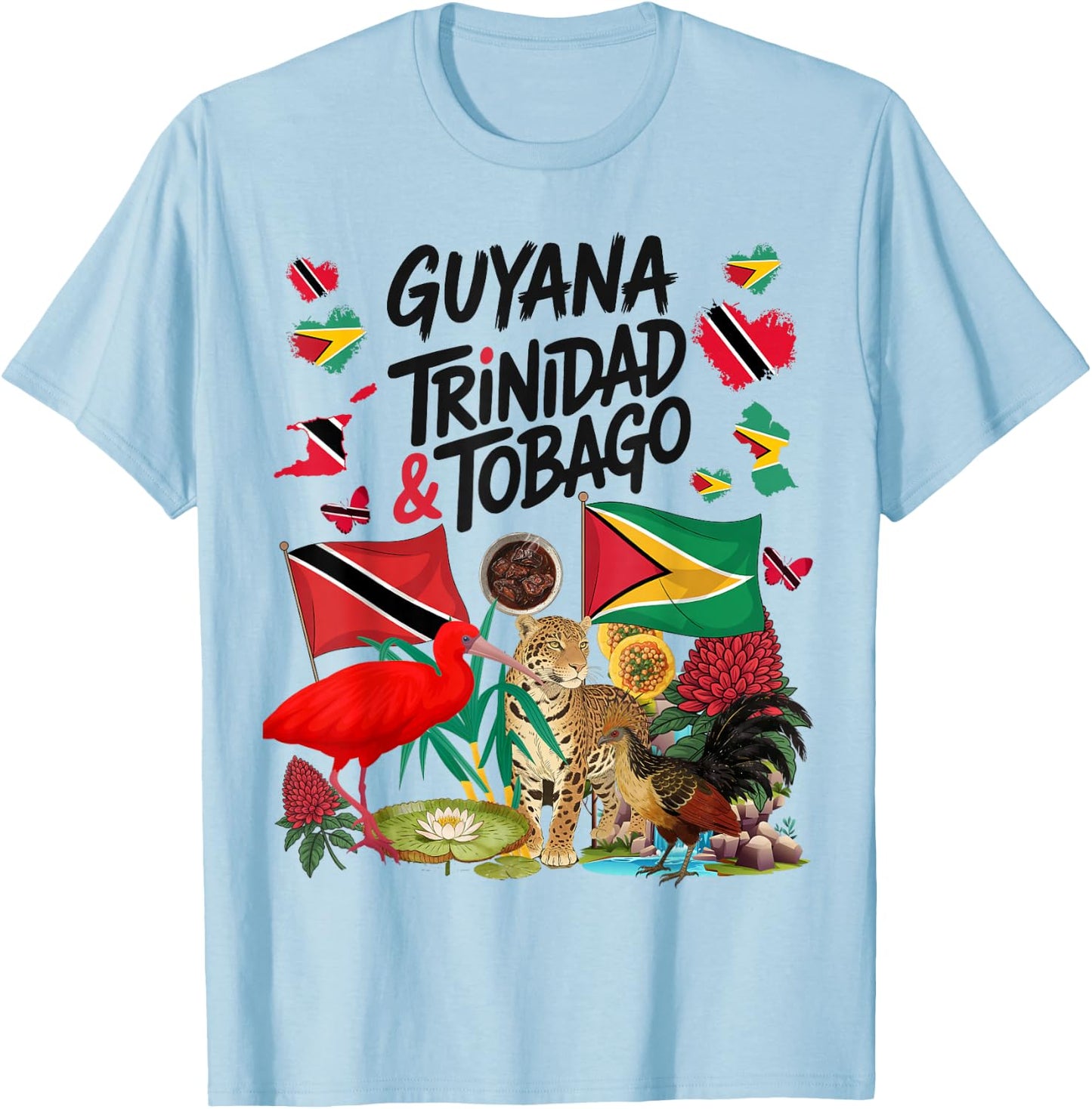 Trinidad & Guyana Flag Outfit Idea Guyanese Roots T-Shirt - T-Shirt | Light Blue