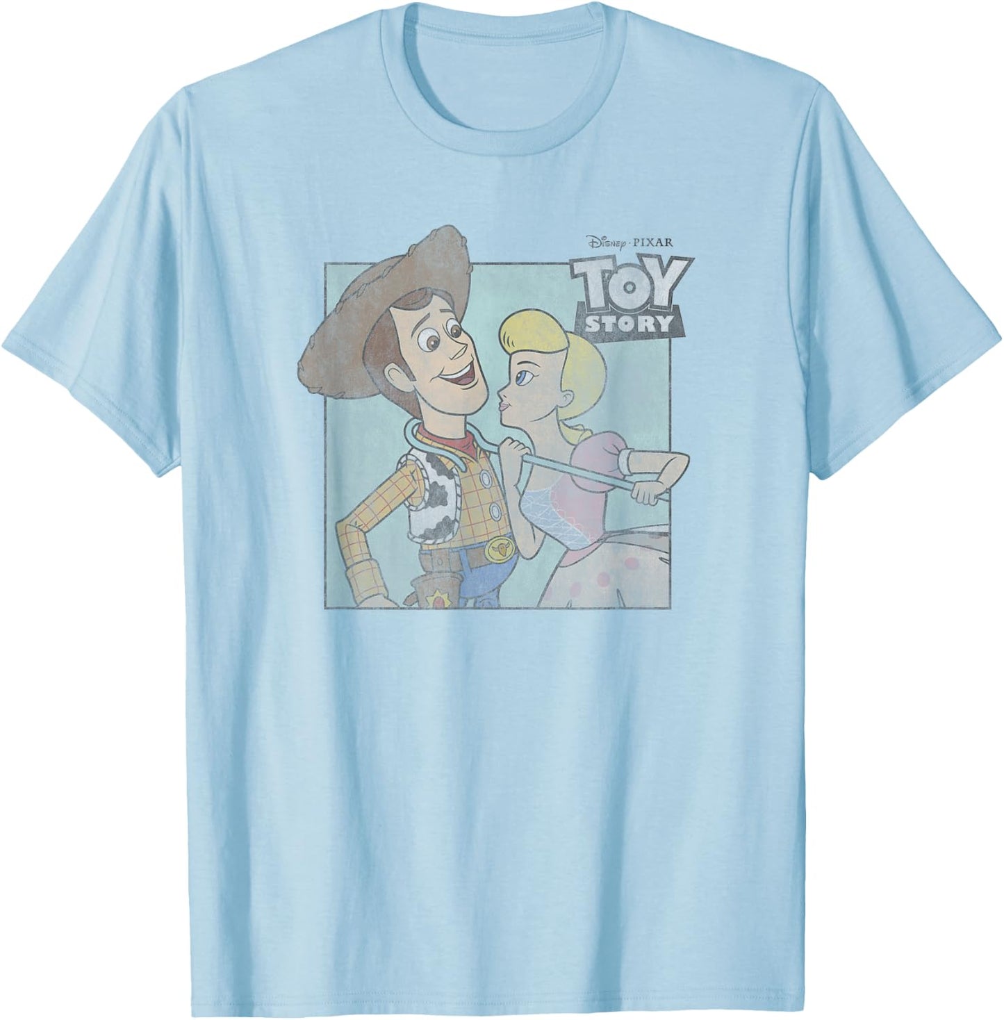 Disney Pixar Toy Story Woody & Bo Peep Retro Look T-Shirt - T-Shirt | Light Blue