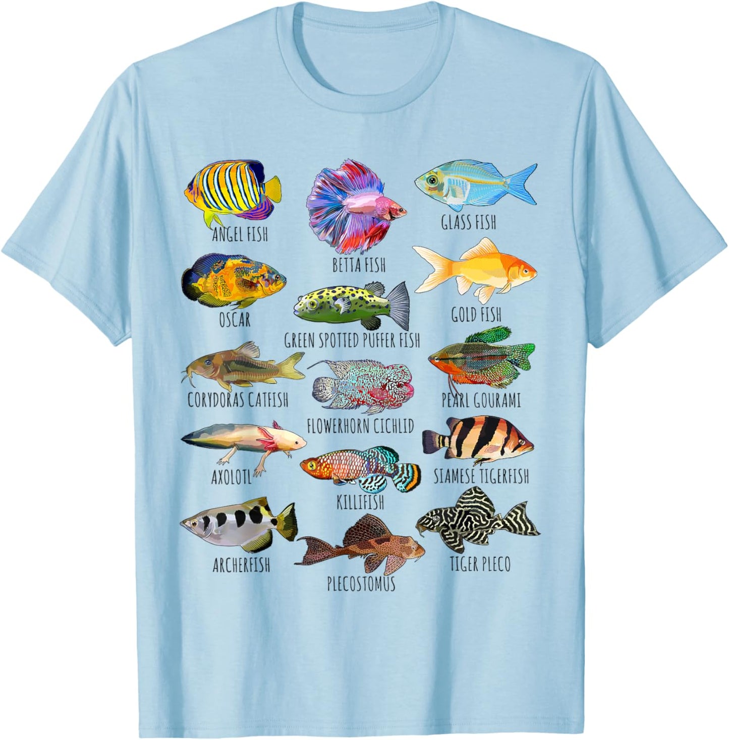 Fishkeeping Fish Species Biology Types Of Aquarium Fish T-Shirt - T-Shirt | Light Blue
