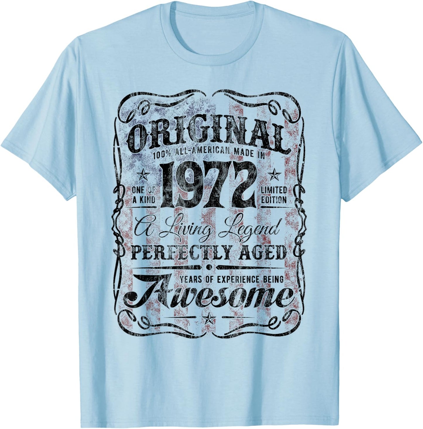 Vintage USA Legend Born In 1972 The Original Birthday T-Shirt - T-Shirt | Light Blue